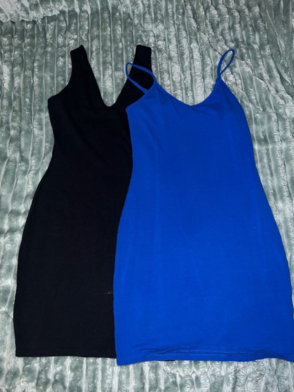 Simple Black & Royal Blue Slip Dresses - 2-Pack